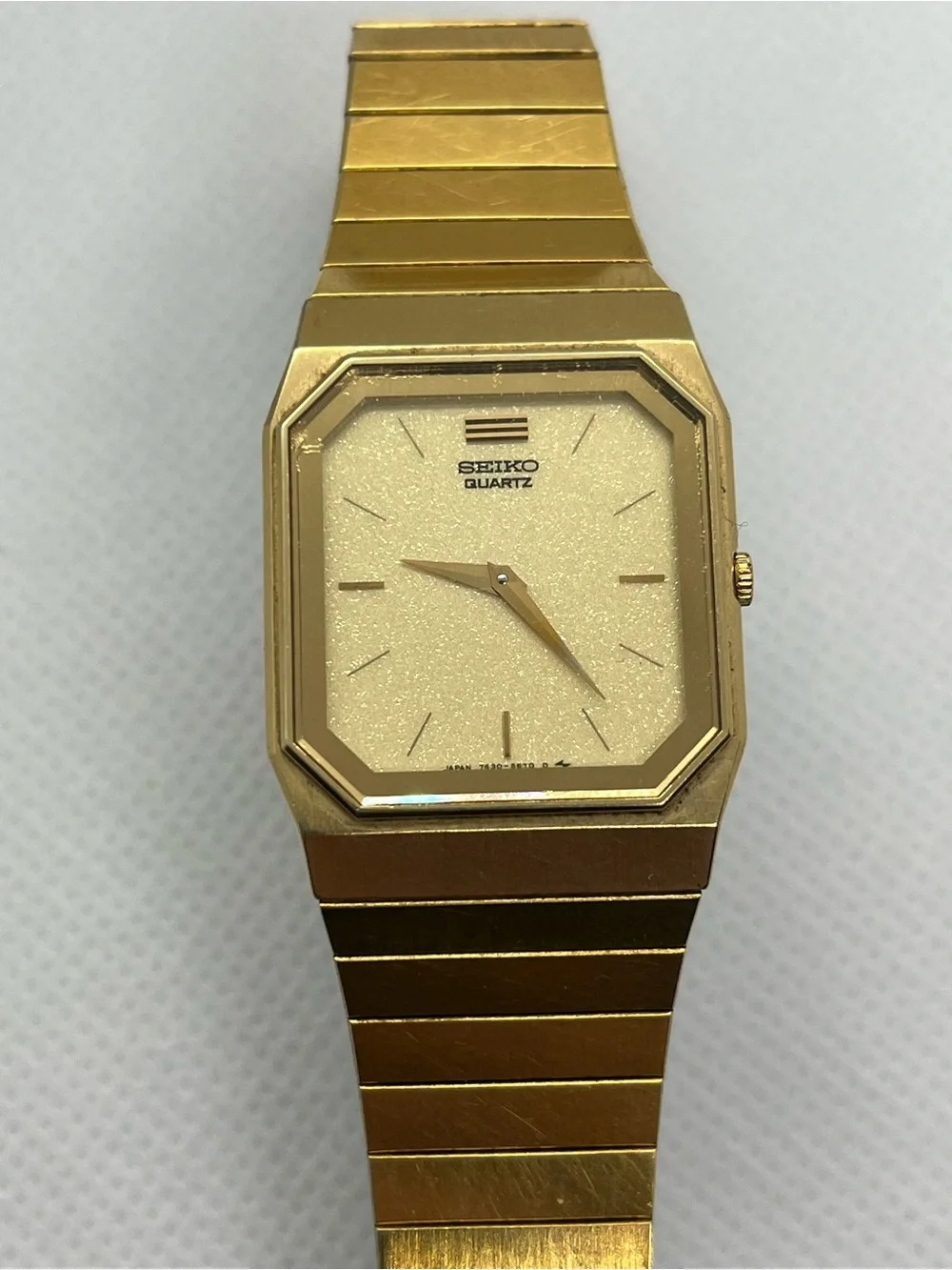 Men's Vintage 1983 Watch SEIKO 7430-5409 Gold 7.5” Wrist Running